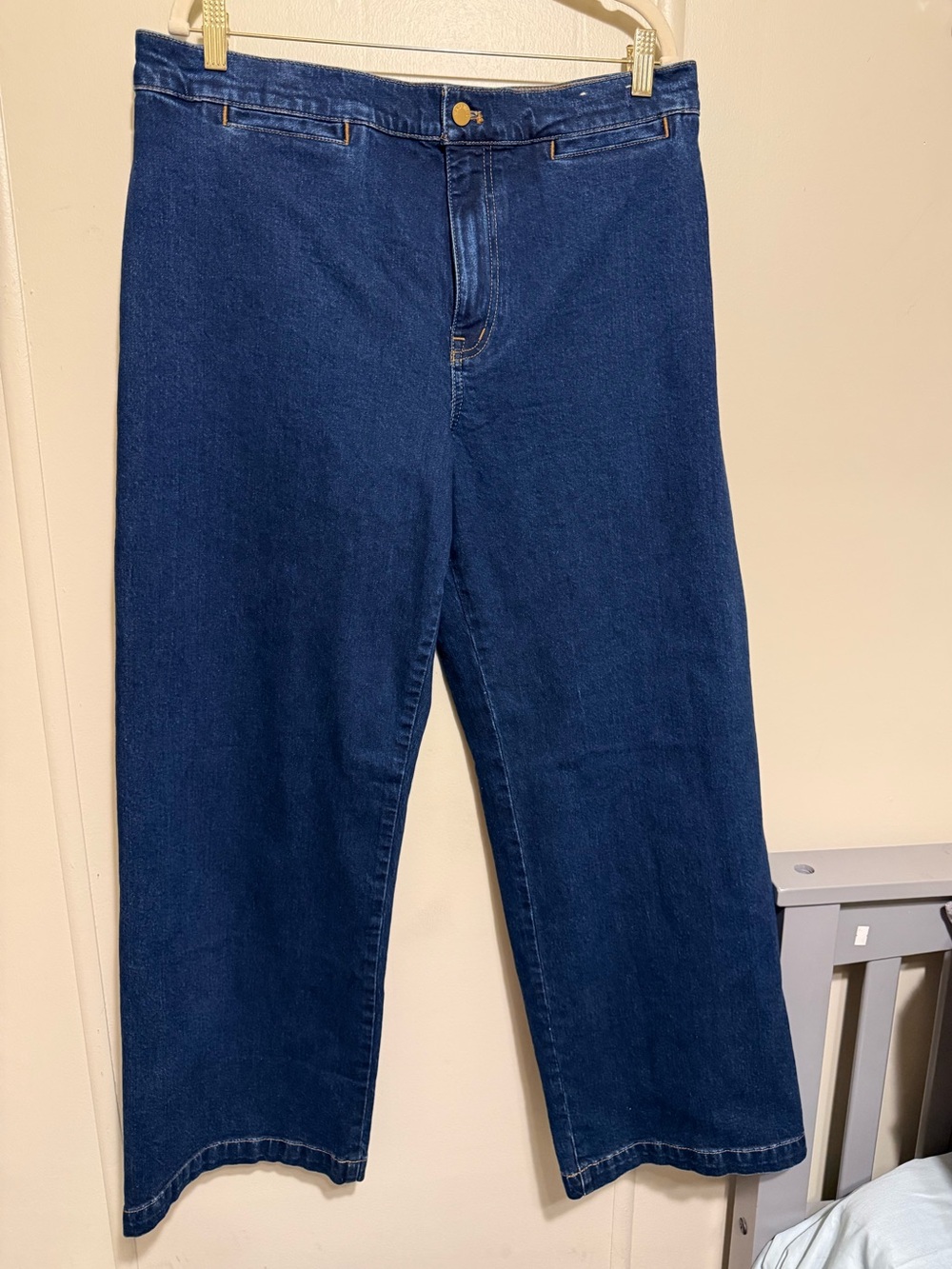 New Madewell Emmett Wide Leg 32 Women’s  Denim Jeans with Gold Hardware